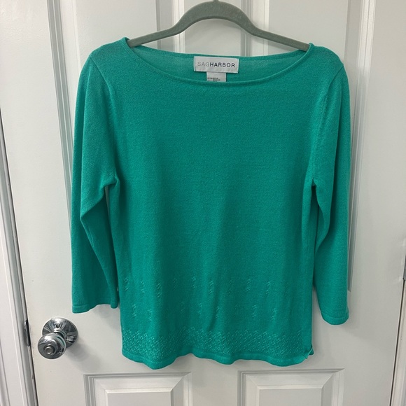 Sag Harbor sweater women’s small blue green vintage - Picture 1 of 4
